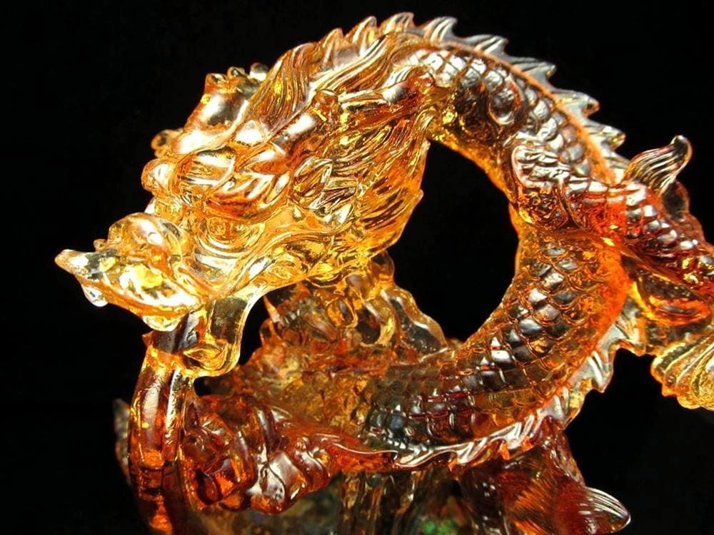 ドラゴン 龍 置物 クリスタルガラス 五本爪 昇龍