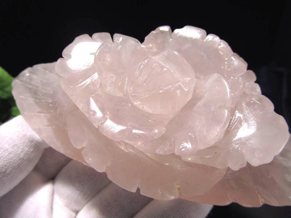 ローズクォーツ 薔薇 彫刻置物 クォーツ 天然石