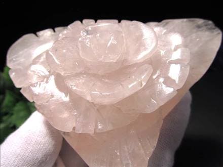 ローズクォーツ 薔薇 彫刻置物 クォーツ 天然石