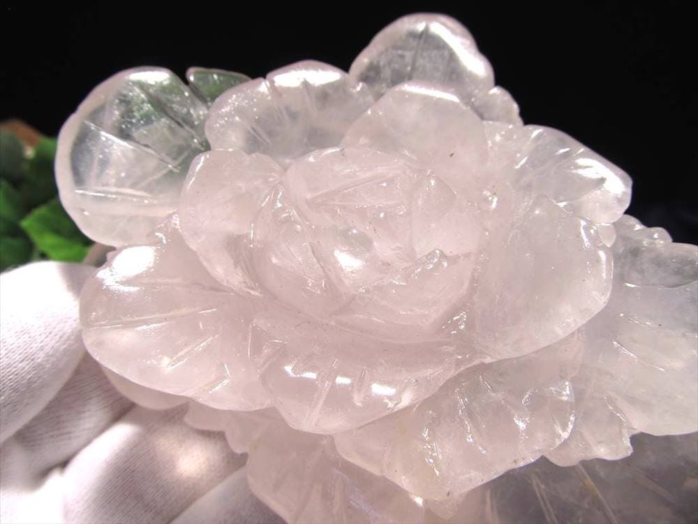ローズクォーツ 薔薇 彫刻置物 クォーツ 天然石