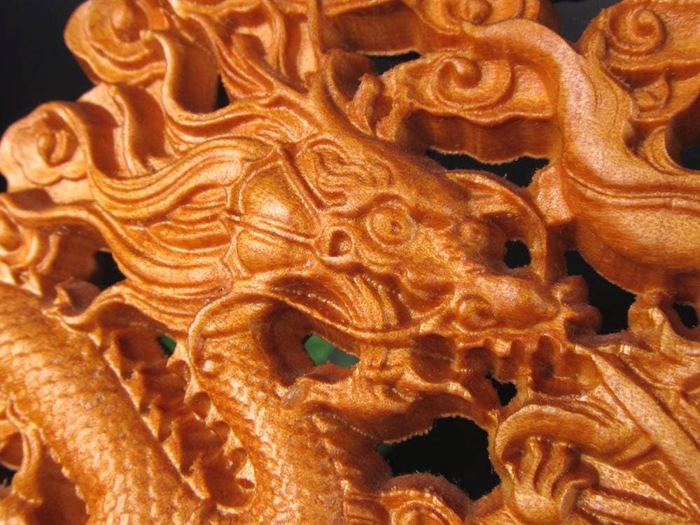 龍神 鳳凰 龍鳳呈祥 如意宝珠 置物 天然木 彫刻