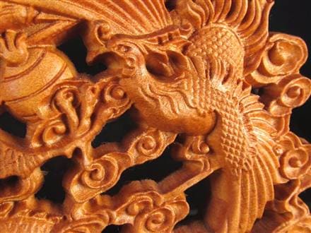 龍神 鳳凰 龍鳳呈祥 如意宝珠 置物 天然木 彫刻