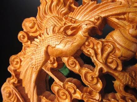 龍神 鳳凰 龍鳳呈祥 如意宝珠 置物 天然木 彫刻