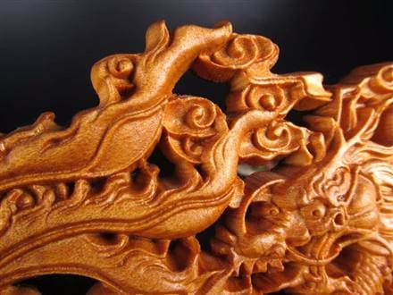 龍神 鳳凰 龍鳳呈祥 如意宝珠 置物 天然木 彫刻