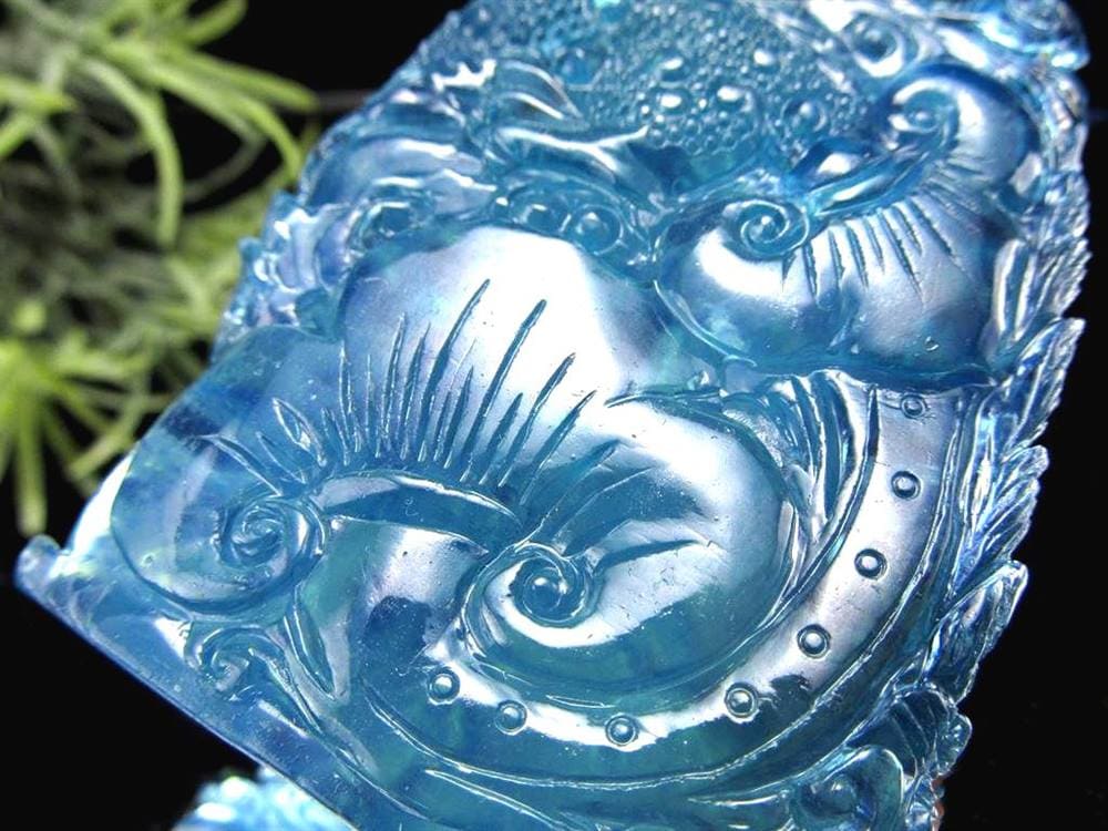 アクアマリン 彫刻置物 龍神 辰 如意宝珠龍