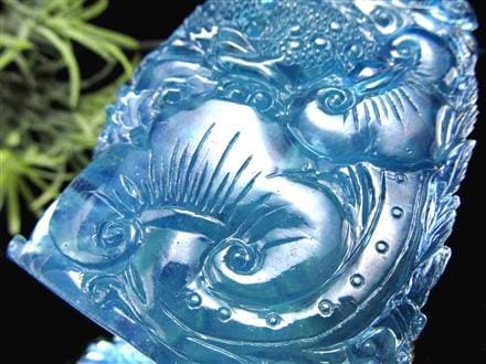 アクアマリン 彫刻置物 龍神 辰 如意宝珠龍