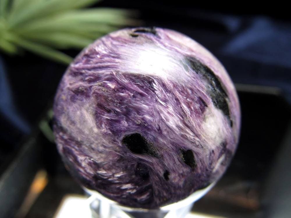 ブラックパープルチャロアイト チャロ石 丸玉 置物 スフィア