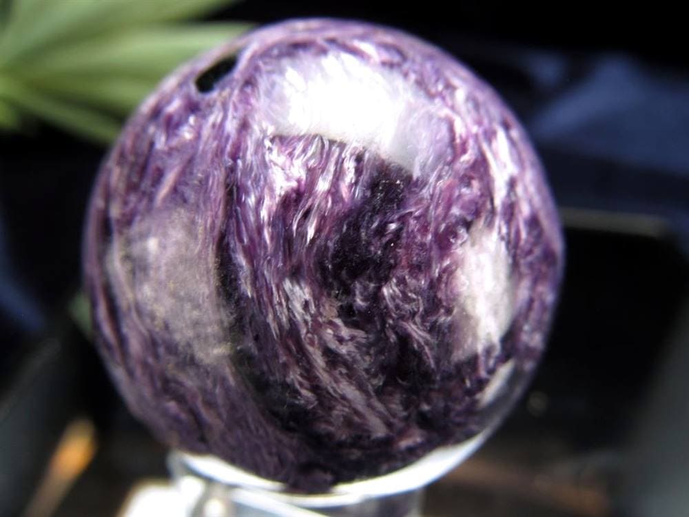 ブラックパープルチャロアイト チャロ石 丸玉 置物 スフィア