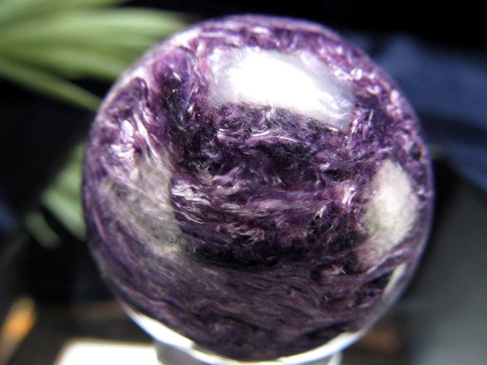 ブラックパープルチャロアイト チャロ石 丸玉 置物 スフィア