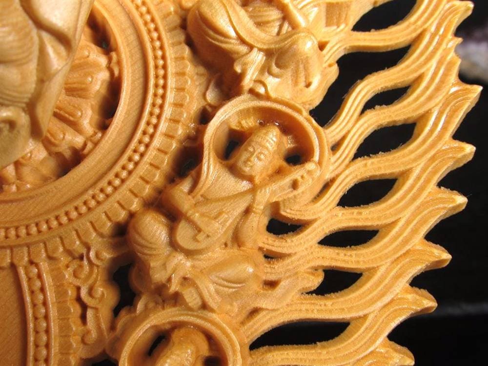 観音 観音菩薩 置物 天然木 彫刻 飛天光背 八角蓮華台座