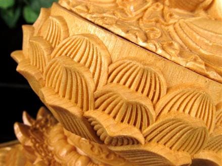 観音 観音菩薩 置物 天然木 彫刻 飛天光背 八角蓮華台座