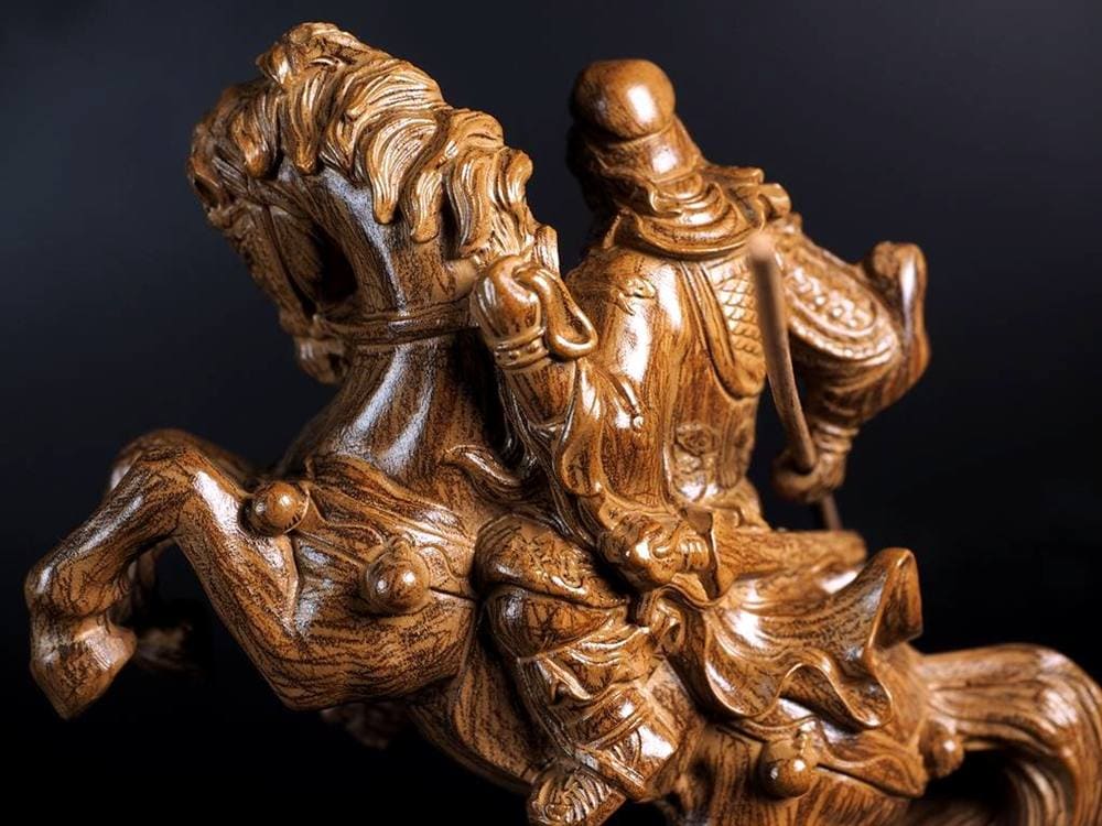 関羽 木彫り彫刻 三国志 青龍偃月刀 商売繁盛