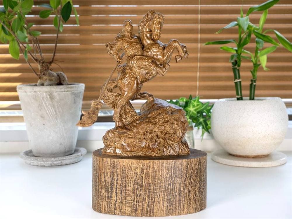 関羽 木彫り彫刻 三国志 青龍偃月刀 商売繁盛