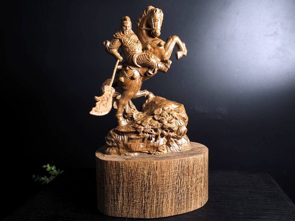 関羽 木彫り彫刻 三国志 青龍偃月刀 商売繁盛