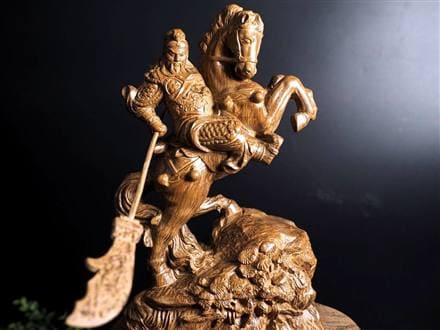関羽 木彫り彫刻 三国志 青龍偃月刀 商売繁盛