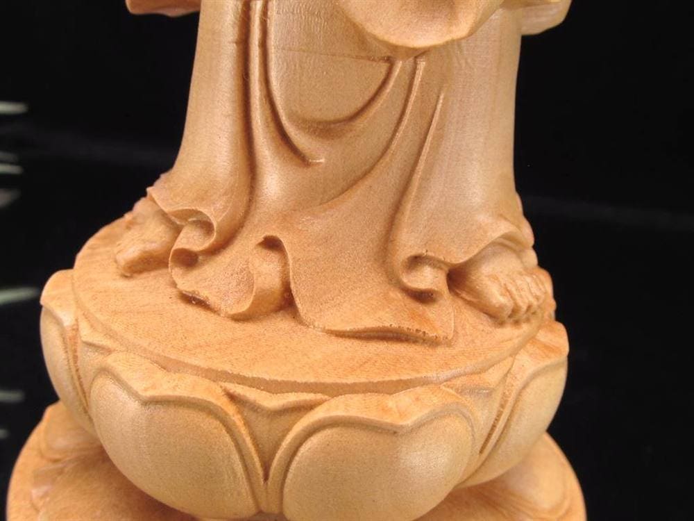 観音 置物 天然木 彫刻 仏教