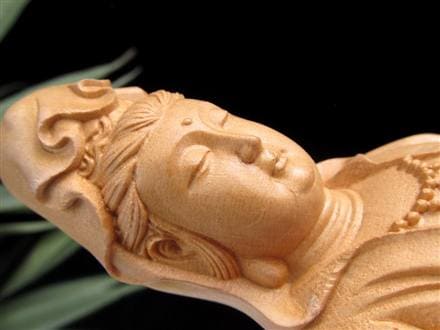 観音 置物 天然木 彫刻 仏教