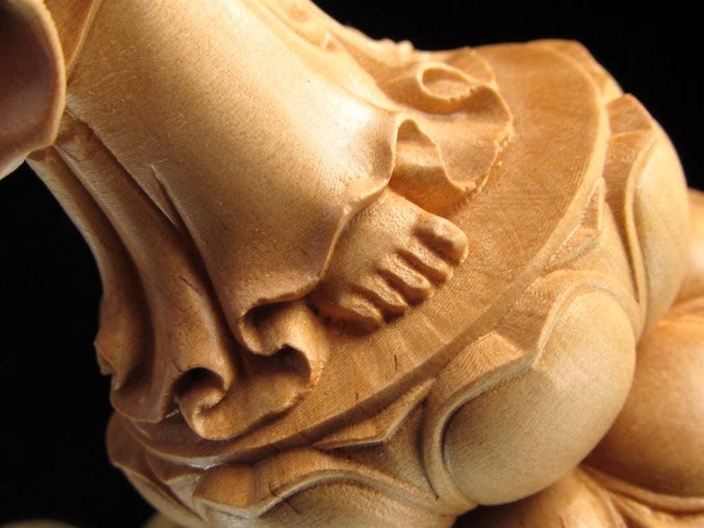 観音 置物 天然木 彫刻 仏教