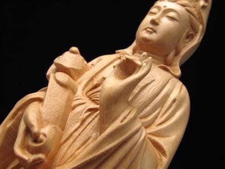 観音 置物 天然木 彫刻 仏教