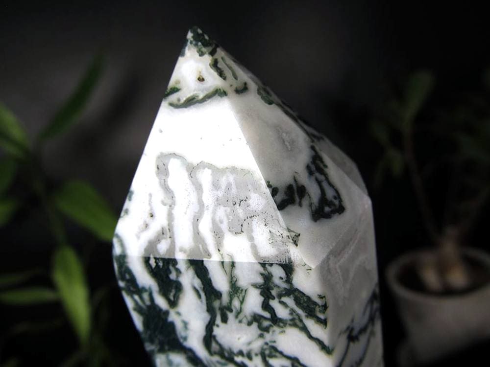 モスアゲート 苔瑪瑙 天然石 六角柱 ポイント
