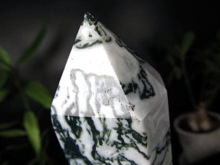 モスアゲート 苔瑪瑙 天然石 六角柱 ポイント