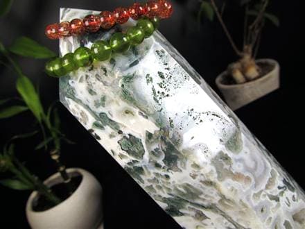 モスアゲート 苔瑪瑙 天然石 六角柱 ポイント