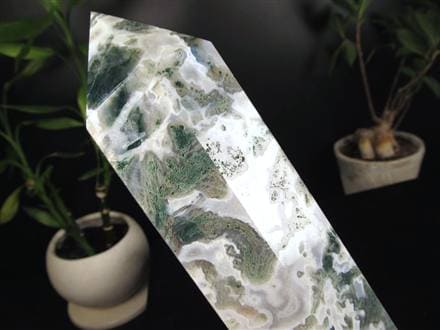 モスアゲート 苔瑪瑙 天然石 六角柱 ポイント