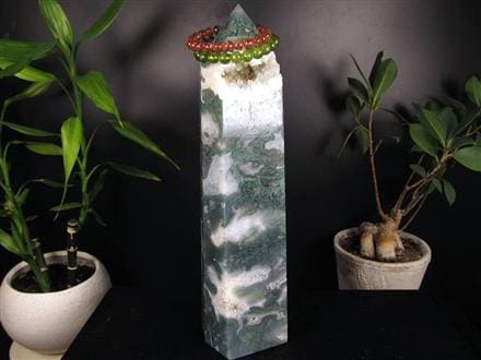 モスアゲート 苔瑪瑙 天然石 六角柱 ポイント