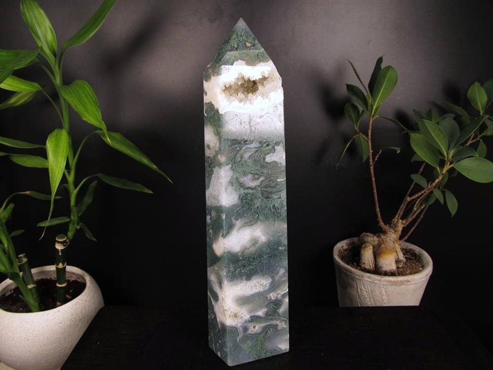 モスアゲート 苔瑪瑙 天然石 六角柱 ポイント