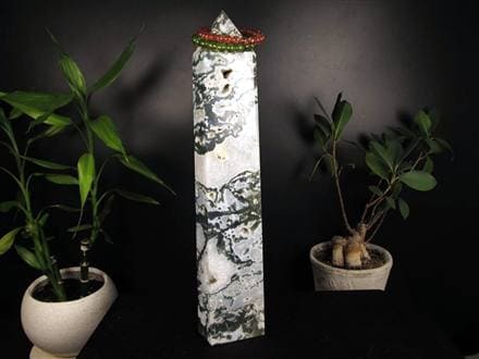 モスアゲート 苔瑪瑙 天然石 六角柱 ポイント
