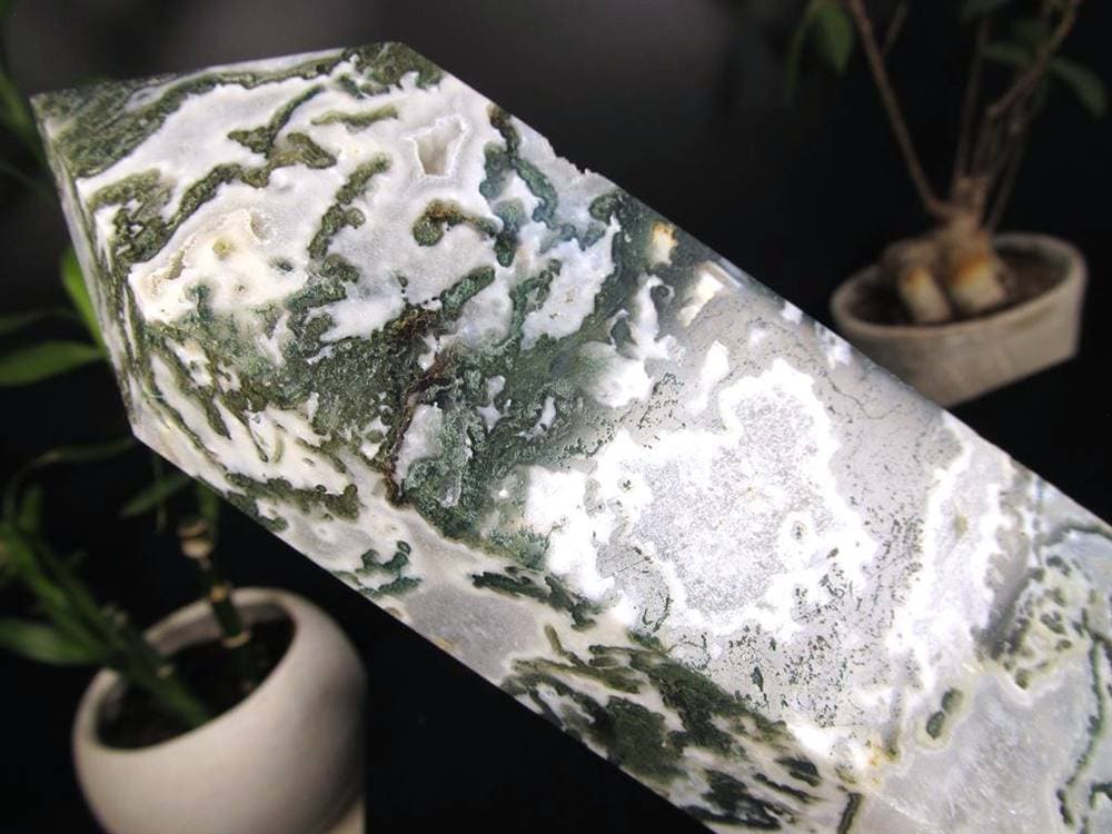 モスアゲート 苔瑪瑙 天然石 六角柱 ポイント