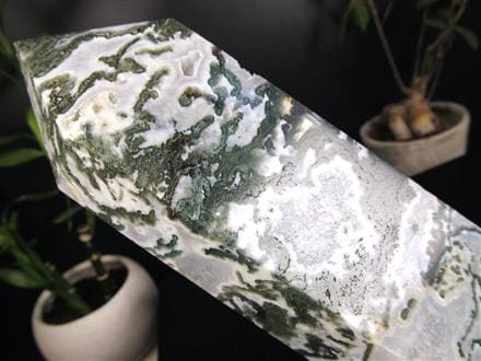 モスアゲート 苔瑪瑙 天然石 六角柱 ポイント