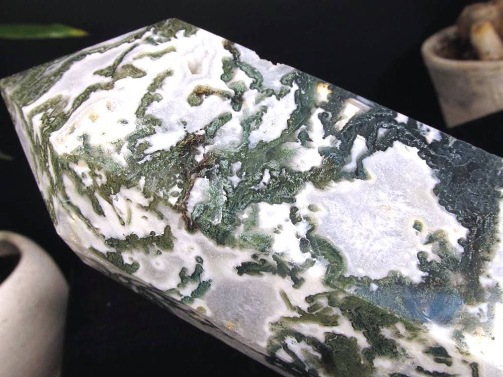 モスアゲート 苔瑪瑙 天然石 六角柱 ポイント