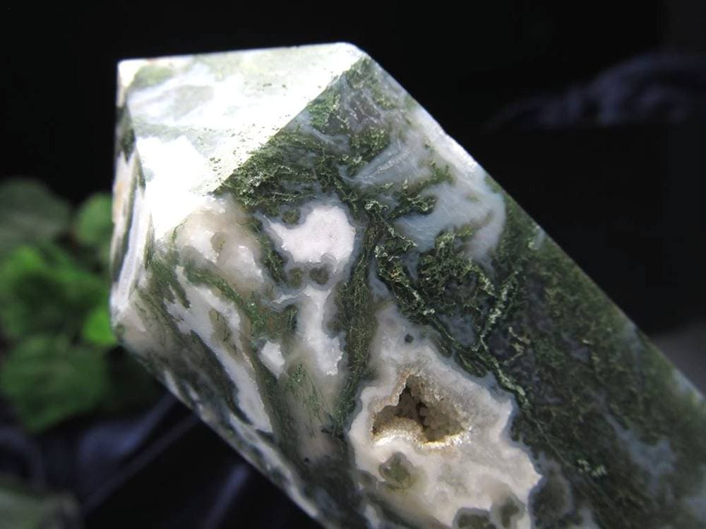 モスアゲート 苔瑪瑙 天然石 六角柱 ポイント