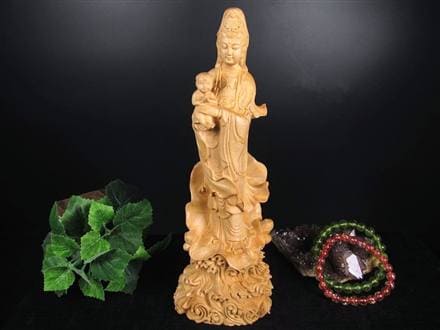 子安観音 観音 観音菩薩 置物 天然木 彫刻