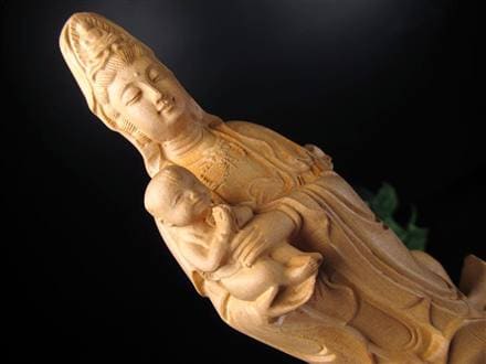 子安観音 観音 観音菩薩 置物 天然木 彫刻