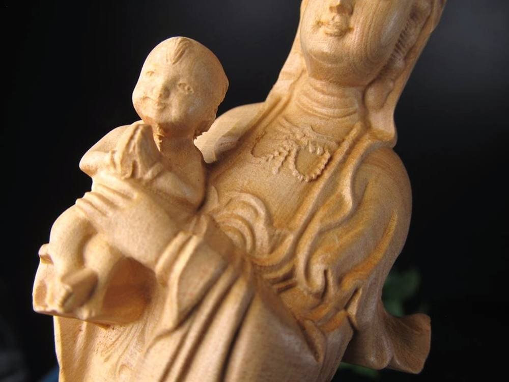 子安観音 観音 観音菩薩 置物 天然木 彫刻