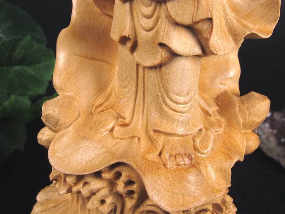 子安観音 観音 観音菩薩 置物 天然木 彫刻