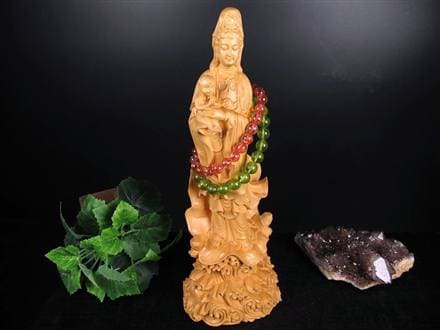 子安観音 観音 観音菩薩 置物 天然木 彫刻