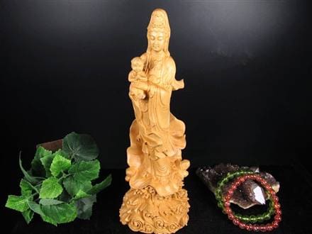 子安観音 観音 観音菩薩 置物 天然木 彫刻