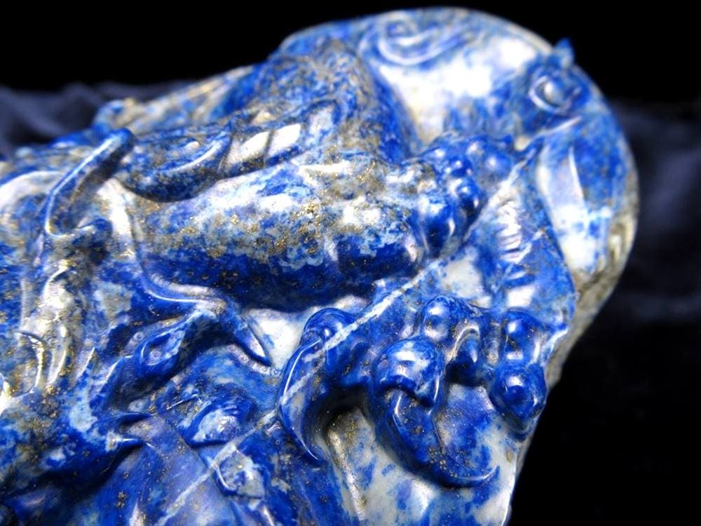 ラピスラズリ 青金石 彫刻置物 龍神 五本爪