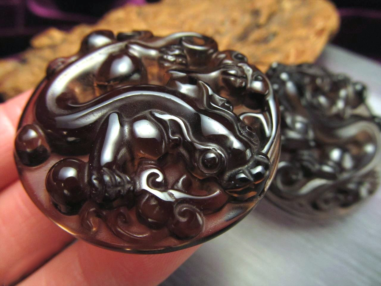 オブシディアン　お守り ◇特大サイズ・宝誌和尚モチーフ大仏◇魔除け・厄除け◇お守りとしても