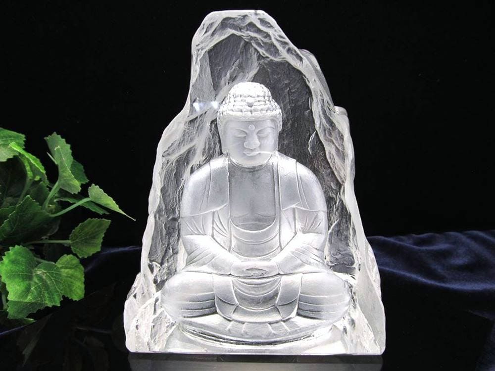釈迦如来坐像 お釈迦様 クリスタルガラス 置物 仏教