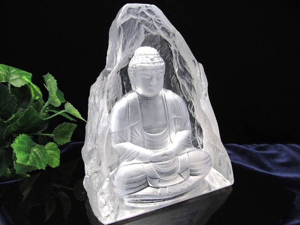 釈迦如来坐像 お釈迦様 クリスタルガラス 置物 仏教