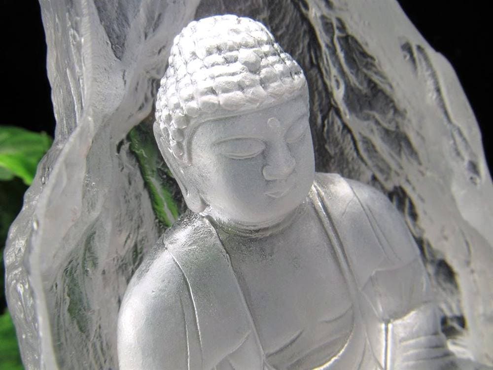 釈迦如来坐像 お釈迦様 クリスタルガラス 置物 仏教