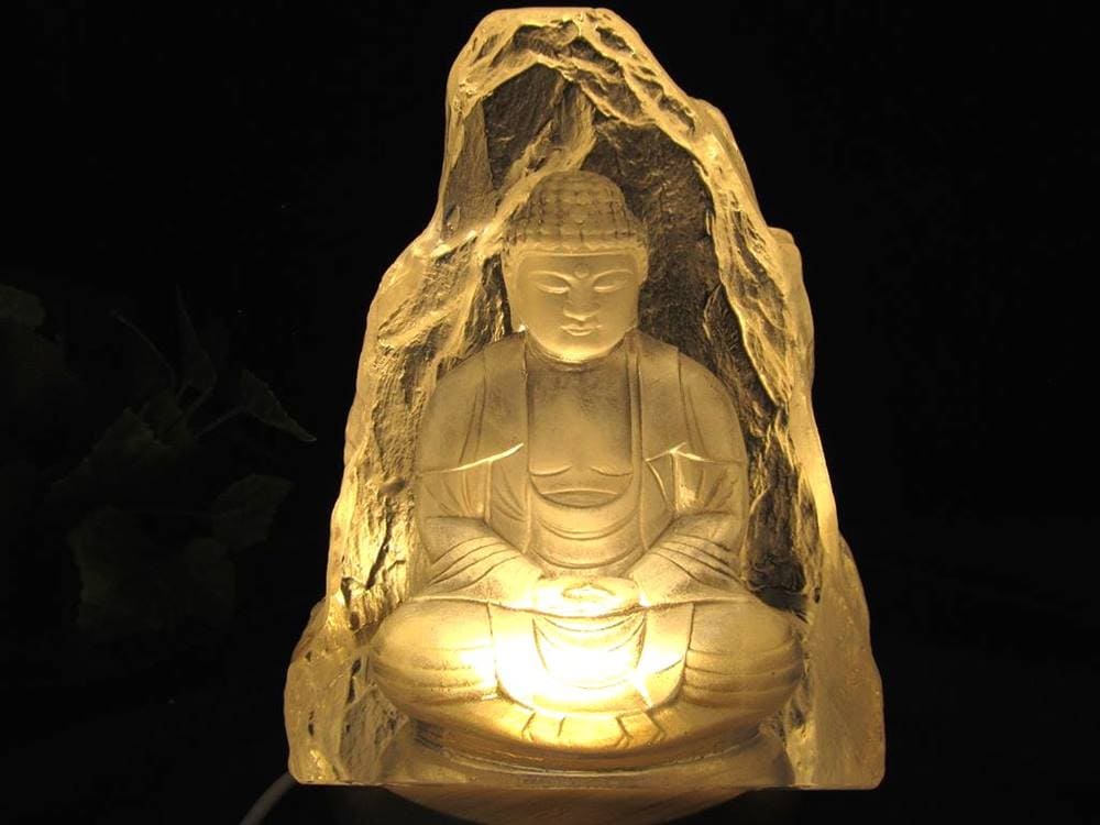 釈迦如来坐像 お釈迦様 クリスタルガラス 置物 仏教