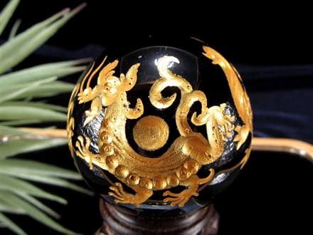 丸玉 オブシディアン 四神 青龍 朱雀 白虎 玄武 黒曜石