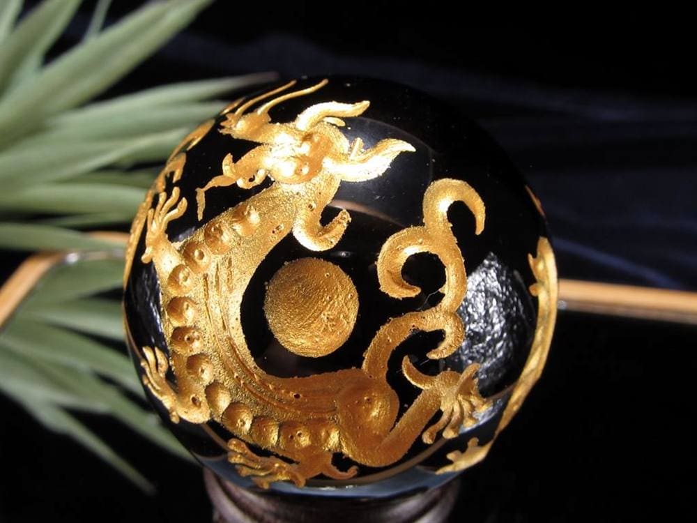 丸玉 オブシディアン 四神 青龍 朱雀 白虎 玄武 黒曜石