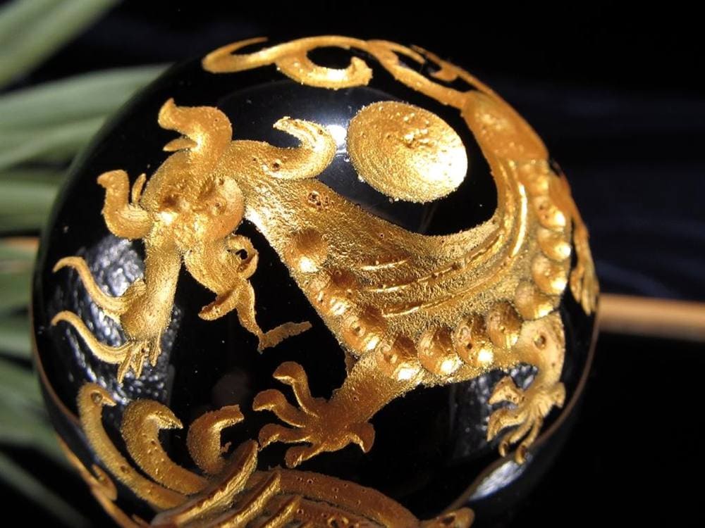 丸玉 オブシディアン 四神 青龍 朱雀 白虎 玄武 黒曜石