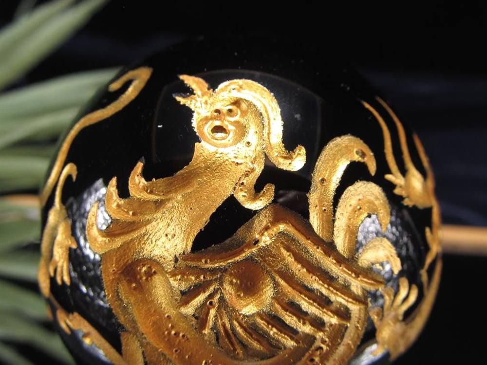 丸玉 オブシディアン 四神 青龍 朱雀 白虎 玄武 黒曜石